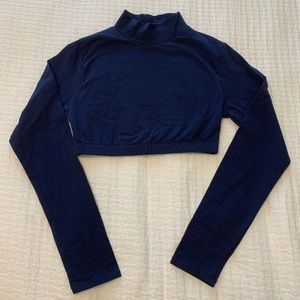 Long-sleeved crop top - small - navy
